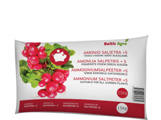 Amonio salietra S+ 15 kg. Mineralinės trąšos. Tai viena iš koncentruočiausių azotinių trąšų.